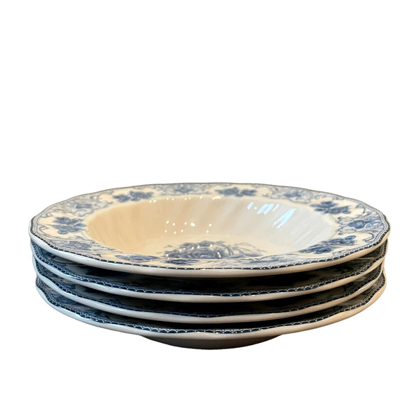 Set of 2 PALATE & PLATE Blue White Rose Floral Porcelain 8.5" Soup Bowls NEW - Picture 3 of 11